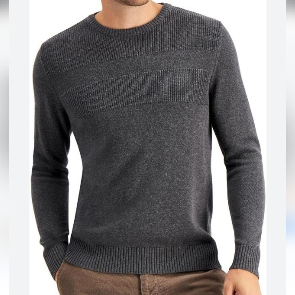 Sale: Men’s Gray Crewneck Sweater - Large